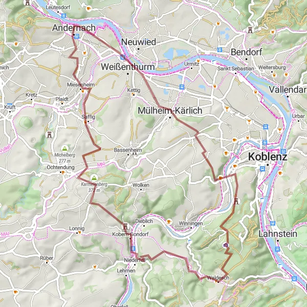 Karten-Miniaturansicht der Radinspiration "Weißenthurm nach Andernach" in Koblenz, Germany. Erstellt vom Tarmacs.app-Routenplaner für Radtouren