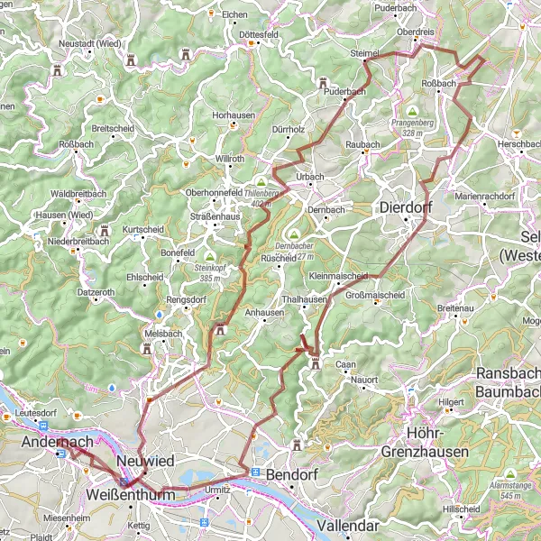 Karten-Miniaturansicht der Radinspiration "Abenteuerliche Tour um Andernach" in Koblenz, Germany. Erstellt vom Tarmacs.app-Routenplaner für Radtouren