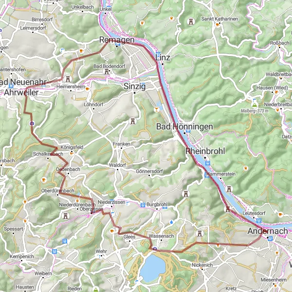 Karten-Miniaturansicht der Radinspiration "Rheinische Vielfalt" in Koblenz, Germany. Erstellt vom Tarmacs.app-Routenplaner für Radtouren