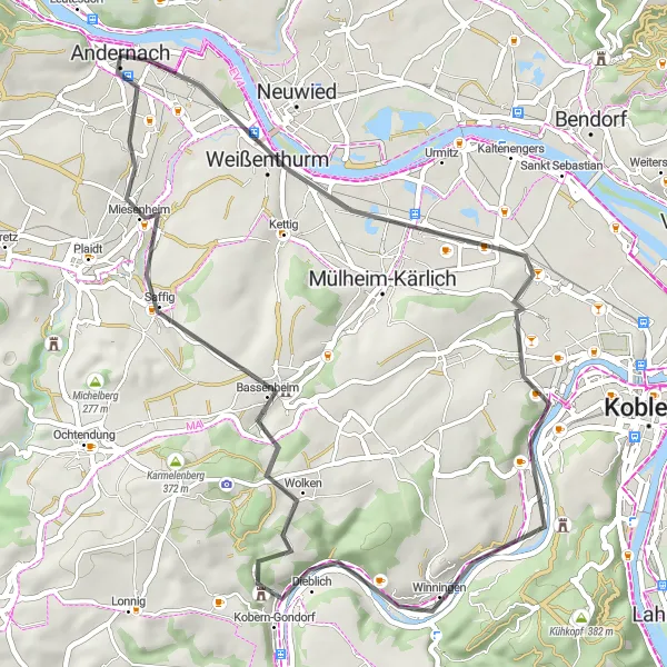 Karten-Miniaturansicht der Radinspiration "Neuwied Castle Tour" in Koblenz, Germany. Erstellt vom Tarmacs.app-Routenplaner für Radtouren