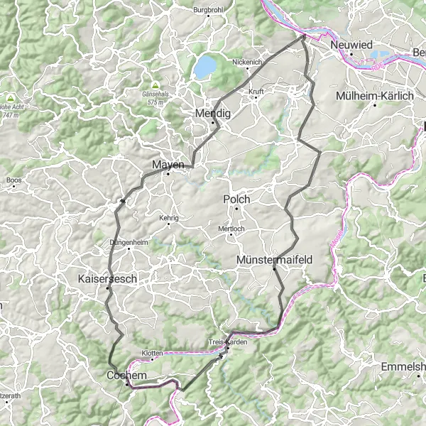 Karten-Miniaturansicht der Radinspiration "Mosel-Entdeckung" in Koblenz, Germany. Erstellt vom Tarmacs.app-Routenplaner für Radtouren