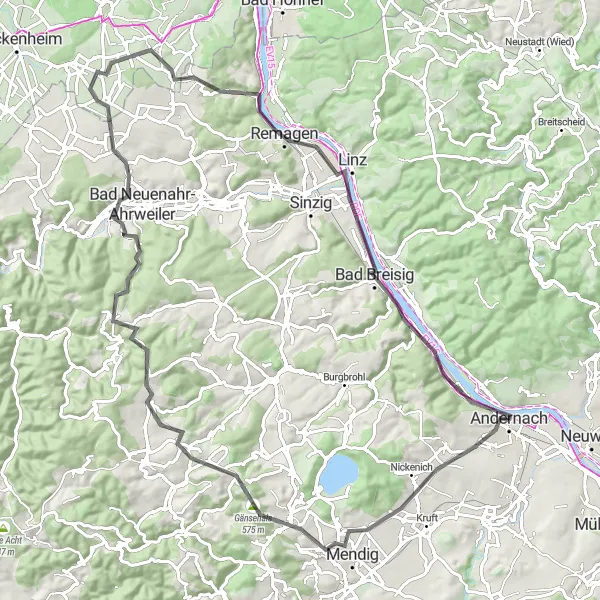 Karten-Miniaturansicht der Radinspiration "Rheinischer Rundweg" in Koblenz, Germany. Erstellt vom Tarmacs.app-Routenplaner für Radtouren