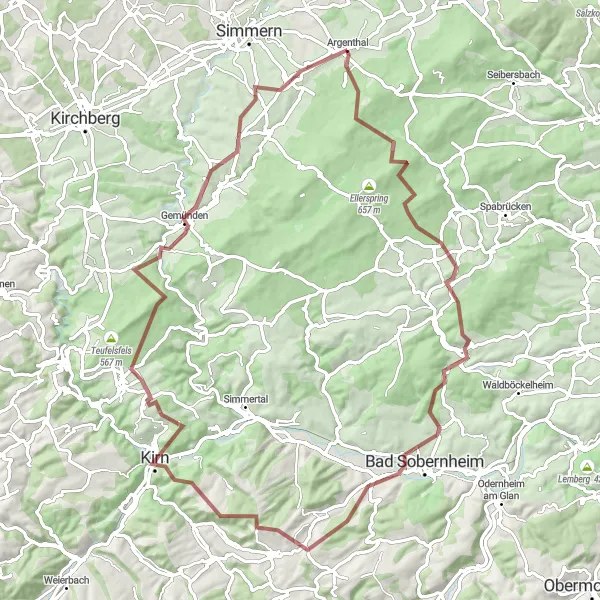 Karten-Miniaturansicht der Radinspiration "Hunsrück Gravel Tour" in Koblenz, Germany. Erstellt vom Tarmacs.app-Routenplaner für Radtouren