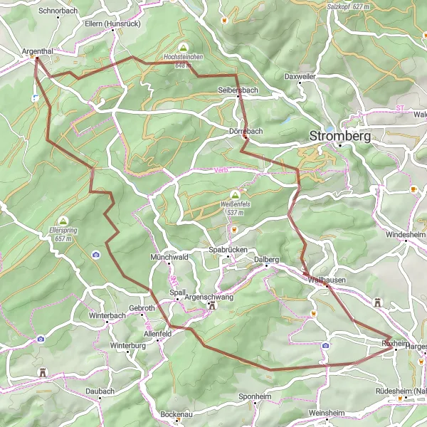 Map miniature of "Scenic Gravel Adventure" cycling inspiration in Koblenz, Germany. Generated by Tarmacs.app cycling route planner