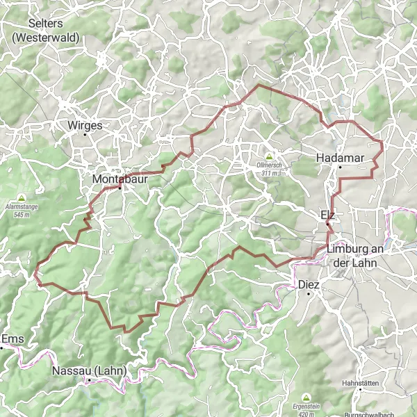 Karten-Miniaturansicht der Radinspiration "Montabaur Radrunde" in Koblenz, Germany. Erstellt vom Tarmacs.app-Routenplaner für Radtouren