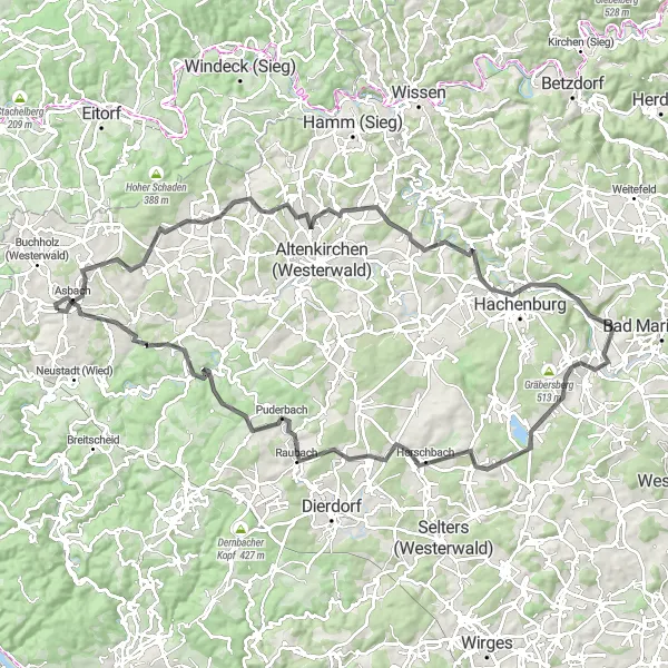 Map miniature of "The Legendary Road Ride" cycling inspiration in Koblenz, Germany. Generated by Tarmacs.app cycling route planner
