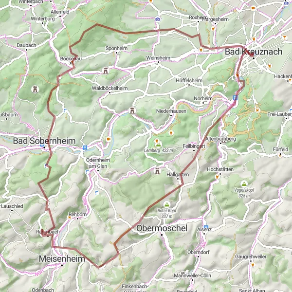 Map miniature of "Gravel Adventure" cycling inspiration in Koblenz, Germany. Generated by Tarmacs.app cycling route planner