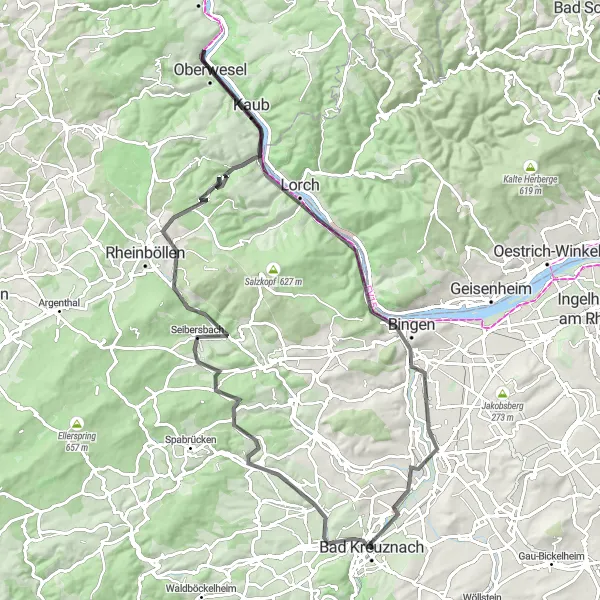 Karten-Miniaturansicht der Radinspiration "Weinberge und Aussichtspunkte Tour" in Koblenz, Germany. Erstellt vom Tarmacs.app-Routenplaner für Radtouren