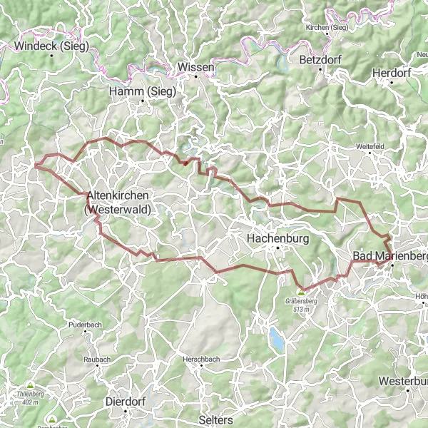 Map miniature of "Rugged Adventure through Untamed Landscapes" cycling inspiration in Koblenz, Germany. Generated by Tarmacs.app cycling route planner