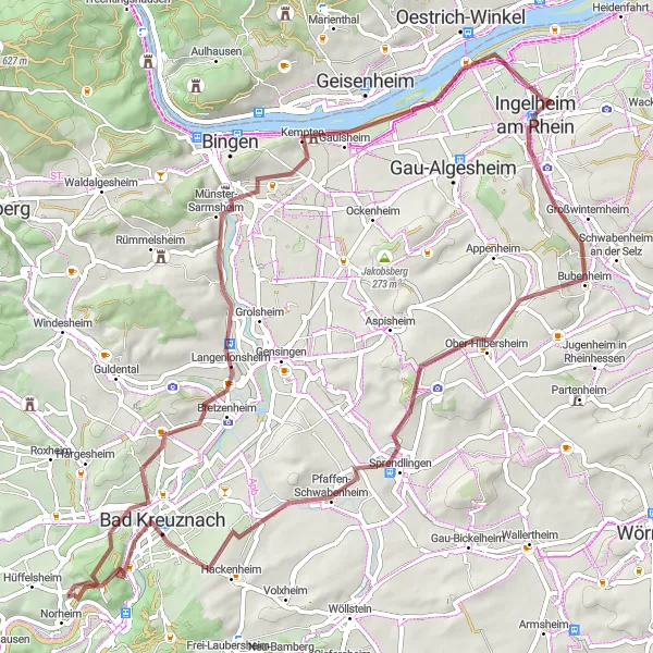 Karten-Miniaturansicht der Radinspiration "Ingelheim am Rhein und Umgebung" in Koblenz, Germany. Erstellt vom Tarmacs.app-Routenplaner für Radtouren