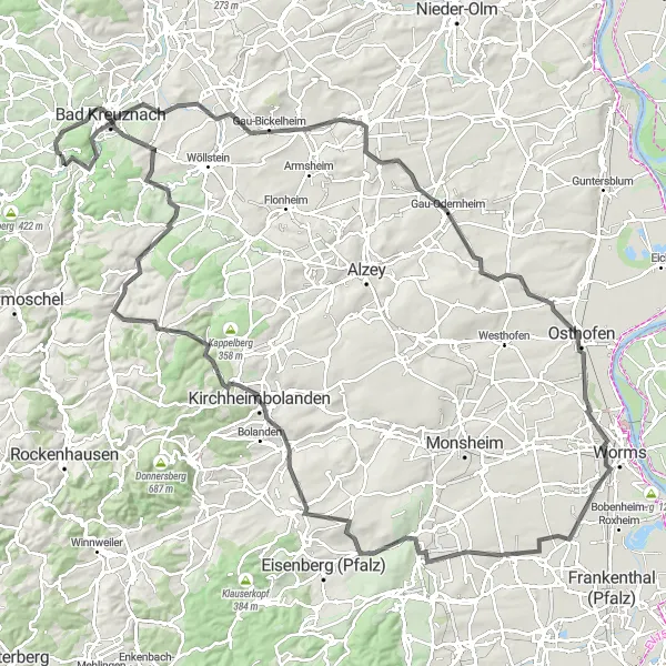 Karten-Miniaturansicht der Radinspiration "Die Weinberge des Rheintals" in Koblenz, Germany. Erstellt vom Tarmacs.app-Routenplaner für Radtouren