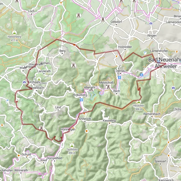 Karten-Miniaturansicht der Radinspiration "Versteckte Pfade und Naturschönheiten" in Koblenz, Germany. Erstellt vom Tarmacs.app-Routenplaner für Radtouren