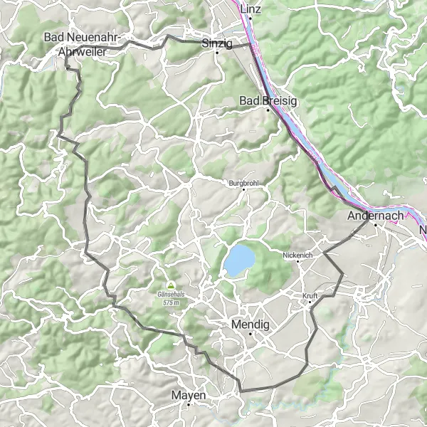 Map miniature of "The Ultimate Cycling Adventure" cycling inspiration in Koblenz, Germany. Generated by Tarmacs.app cycling route planner