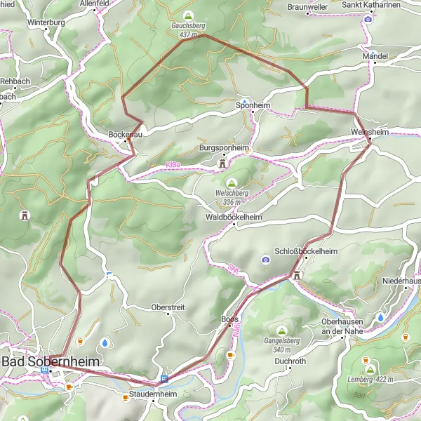 Karten-Miniaturansicht der Radinspiration "Entdeckungsreise von Bad Sobernheim nach Disibodenberg" in Koblenz, Germany. Erstellt vom Tarmacs.app-Routenplaner für Radtouren