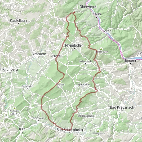Karten-Miniaturansicht der Radinspiration "Abenteuerliche Graveltour durch die Wälder und Berge" in Koblenz, Germany. Erstellt vom Tarmacs.app-Routenplaner für Radtouren