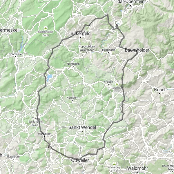 Karten-Miniaturansicht der Radinspiration "Entdeckungstour durch das Saarland" in Koblenz, Germany. Erstellt vom Tarmacs.app-Routenplaner für Radtouren