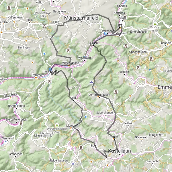 Map miniature of "Mosel View Highlights" cycling inspiration in Koblenz, Germany. Generated by Tarmacs.app cycling route planner