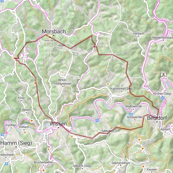 Karten-Miniaturansicht der Radinspiration "Die abwechslungsreiche Naturtour" in Koblenz, Germany. Erstellt vom Tarmacs.app-Routenplaner für Radtouren