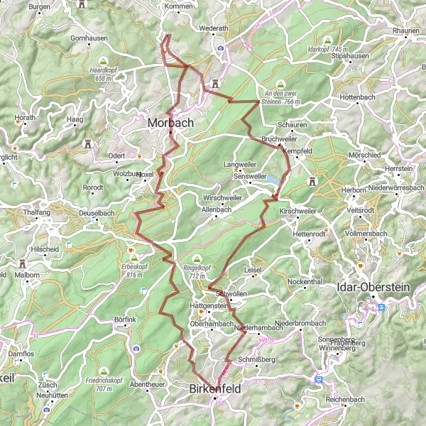 Map miniature of "Rinzenberg Gravel Adventure" cycling inspiration in Koblenz, Germany. Generated by Tarmacs.app cycling route planner