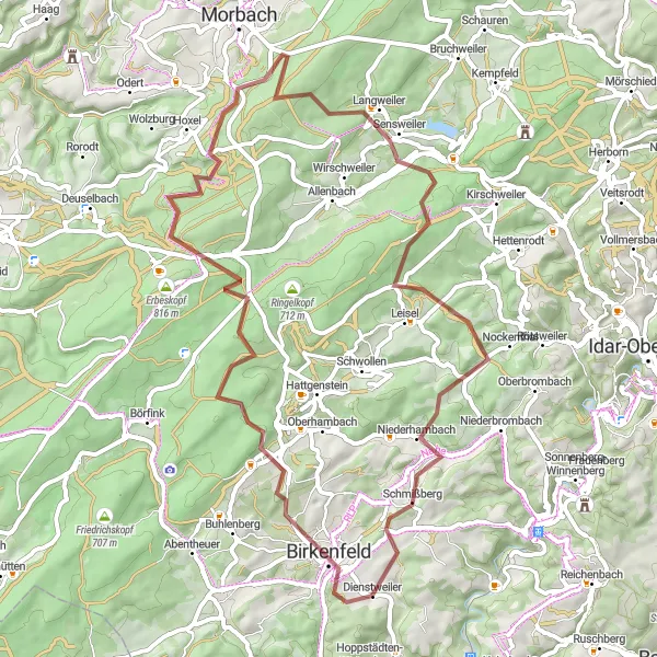 Map miniature of "Nature and Gravel Adventure" cycling inspiration in Koblenz, Germany. Generated by Tarmacs.app cycling route planner