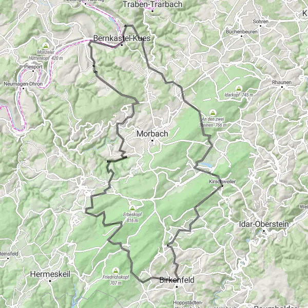 Map miniature of "The Ultimate Road Cycling Challenge" cycling inspiration in Koblenz, Germany. Generated by Tarmacs.app cycling route planner
