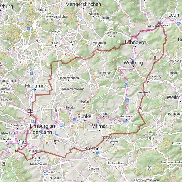 Karten-Miniaturansicht der Radinspiration "Abenteuer im Taunus und Westerwald" in Koblenz, Germany. Erstellt vom Tarmacs.app-Routenplaner für Radtouren