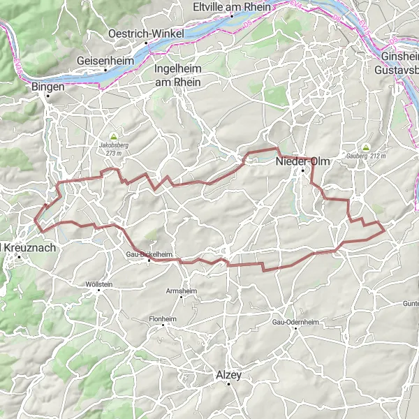 Map miniature of "The Rhine Valley Gravel Adventure" cycling inspiration in Koblenz, Germany. Generated by Tarmacs.app cycling route planner