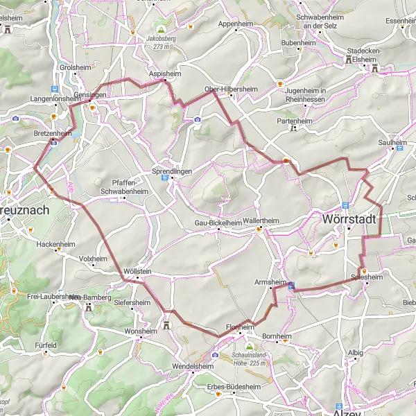 Map miniature of "The Gravel Escape" cycling inspiration in Koblenz, Germany. Generated by Tarmacs.app cycling route planner