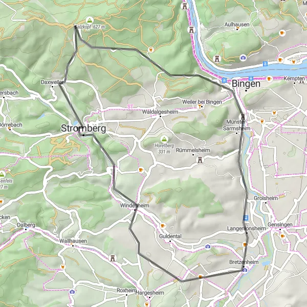 Map miniature of "Windesheim Scenic Ride" cycling inspiration in Koblenz, Germany. Generated by Tarmacs.app cycling route planner