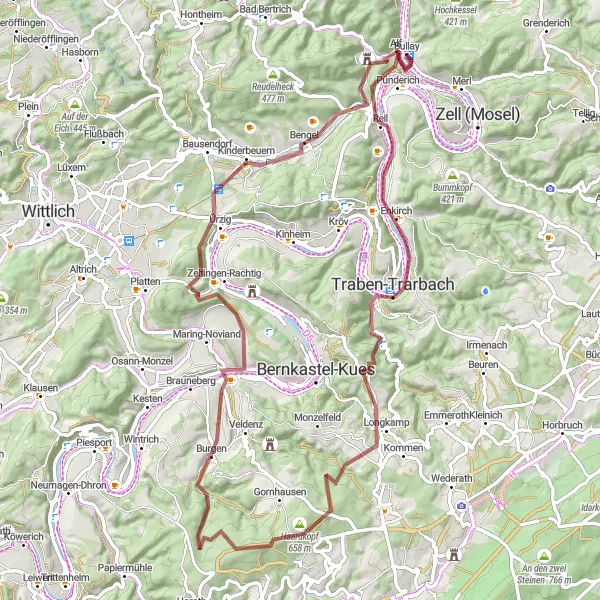 Map miniature of "Moselle Gravel Adventure" cycling inspiration in Koblenz, Germany. Generated by Tarmacs.app cycling route planner