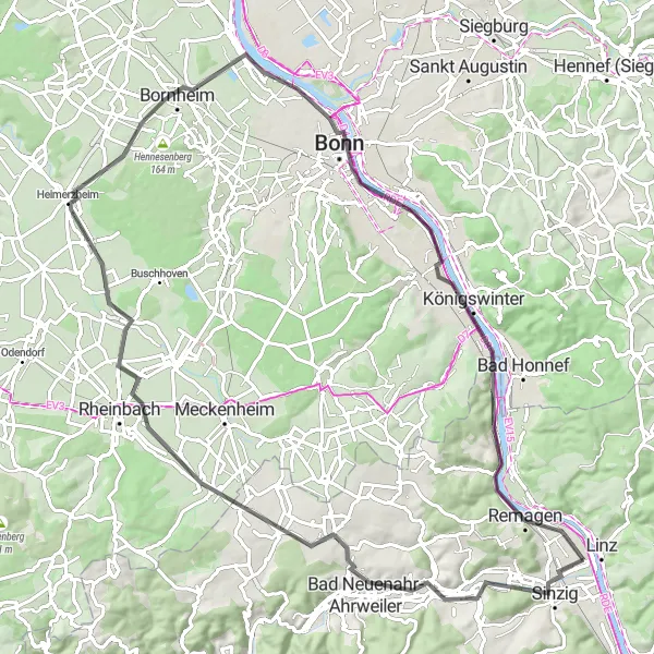 Map miniature of "Historical Castles and Scenic Beauty" cycling inspiration in Koblenz, Germany. Generated by Tarmacs.app cycling route planner