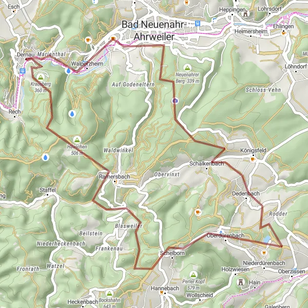 Map miniature of "Gravel Ride to Neuenahrer Berg" cycling inspiration in Koblenz, Germany. Generated by Tarmacs.app cycling route planner