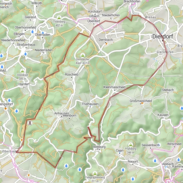 Karten-Miniaturansicht der Radinspiration "Gravel-Tour durch das Westerwald" in Koblenz, Germany. Erstellt vom Tarmacs.app-Routenplaner für Radtouren