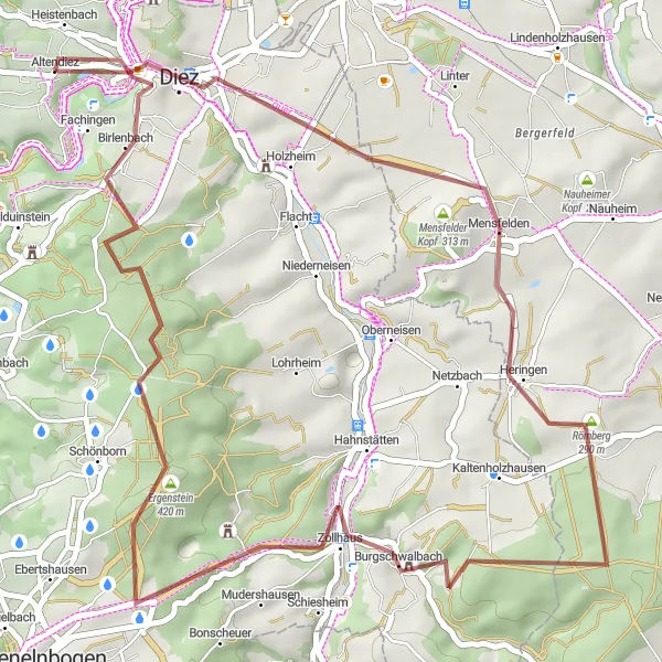 Karten-Miniaturansicht der Radinspiration "Panorama-Tour durch das schöne Taunusgebirge" in Koblenz, Germany. Erstellt vom Tarmacs.app-Routenplaner für Radtouren