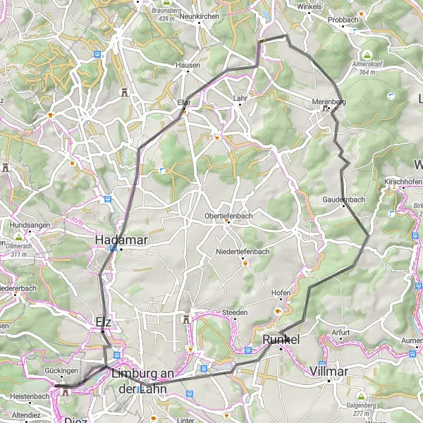 Karten-Miniaturansicht der Radinspiration "Kleine Roadtour von Diez nach Limburg an der Lahn" in Koblenz, Germany. Erstellt vom Tarmacs.app-Routenplaner für Radtouren