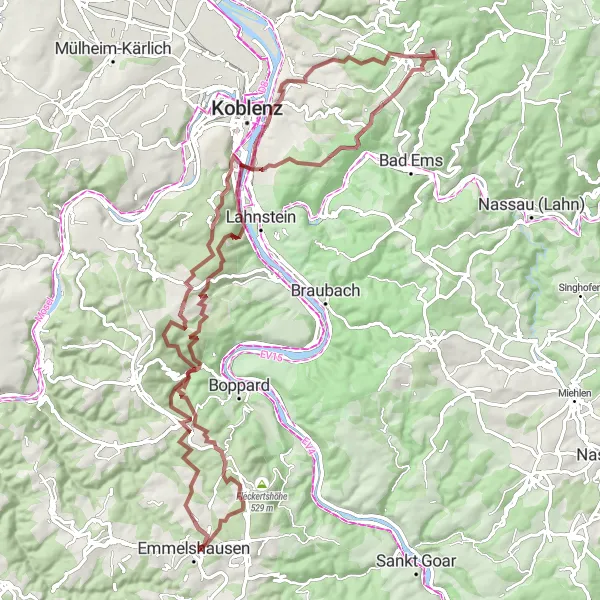 Karten-Miniaturansicht der Radinspiration "Gravel-Tour um Eitelborn" in Koblenz, Germany. Erstellt vom Tarmacs.app-Routenplaner für Radtouren