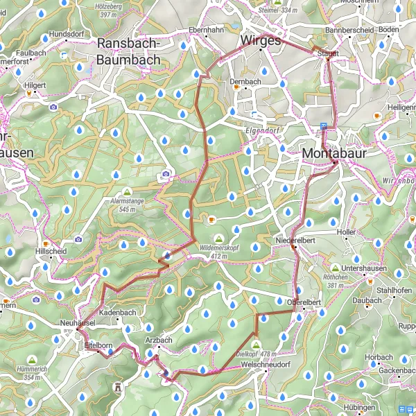 Karten-Miniaturansicht der Radinspiration "Kleine Runde durch den Westerwald: Natur pur" in Koblenz, Germany. Erstellt vom Tarmacs.app-Routenplaner für Radtouren