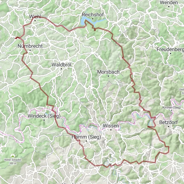 Map miniature of "Gravel Adventure with Breathtaking Views" cycling inspiration in Koblenz, Germany. Generated by Tarmacs.app cycling route planner