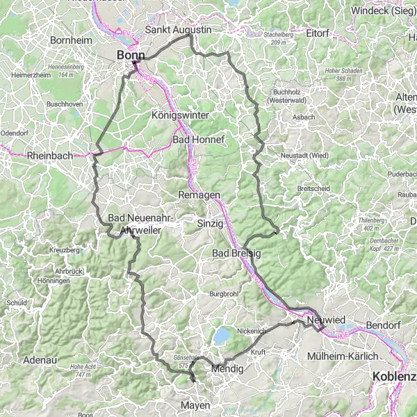 Map miniature of "Ultimate Cycling Adventure to Rheinbrohl" cycling inspiration in Koblenz, Germany. Generated by Tarmacs.app cycling route planner