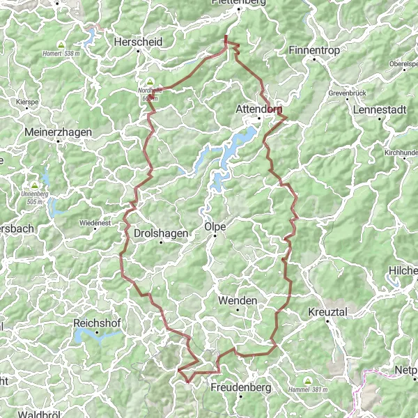 Map miniature of "Silberkuhle and Rüenhardt Gravel Loop" cycling inspiration in Koblenz, Germany. Generated by Tarmacs.app cycling route planner