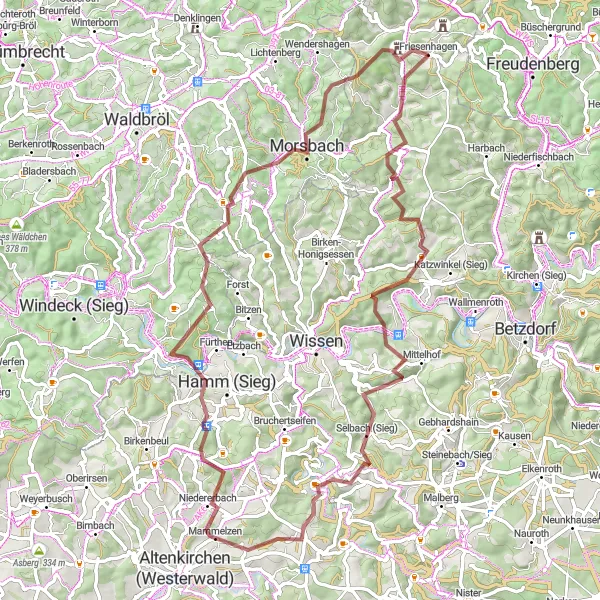 Karten-Miniaturansicht der Radinspiration "Wildes Bergisches Gravel Abenteuer" in Koblenz, Germany. Erstellt vom Tarmacs.app-Routenplaner für Radtouren