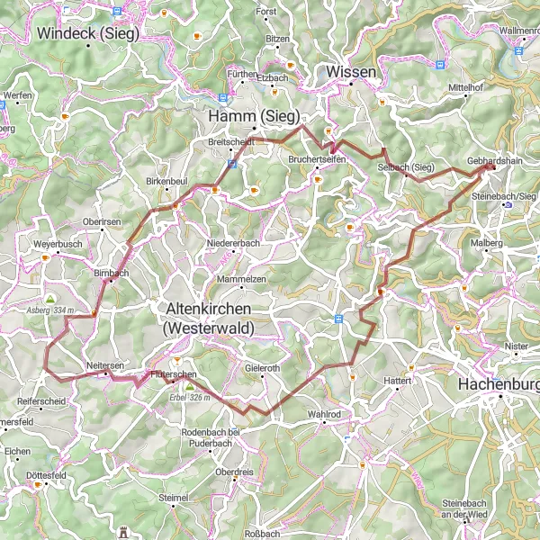 Map miniature of "Hidden Gems of Rural Western Germany" cycling inspiration in Koblenz, Germany. Generated by Tarmacs.app cycling route planner