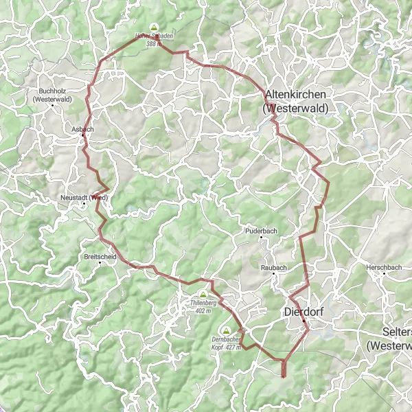 Karten-Miniaturansicht der Radinspiration "Rundfahrt um Großmaischeid" in Koblenz, Germany. Erstellt vom Tarmacs.app-Routenplaner für Radtouren