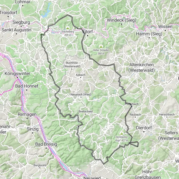 Karten-Miniaturansicht der Radinspiration "Radtour mit Panoramablicken" in Koblenz, Germany. Erstellt vom Tarmacs.app-Routenplaner für Radtouren