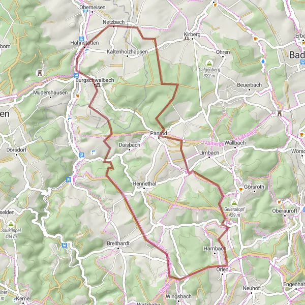 Map miniature of "Gravel Expedition: Discover the Lahn Valley" cycling inspiration in Koblenz, Germany. Generated by Tarmacs.app cycling route planner