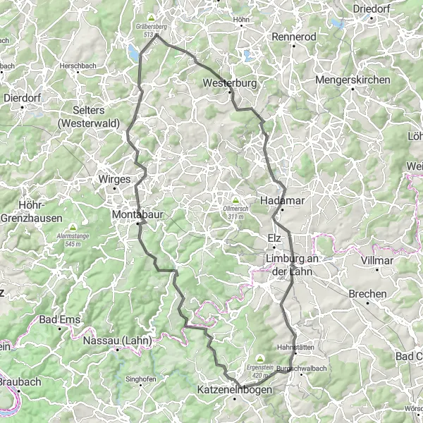 Map miniature of "Road Cycling Adventure: Conquer the High Cliffs" cycling inspiration in Koblenz, Germany. Generated by Tarmacs.app cycling route planner