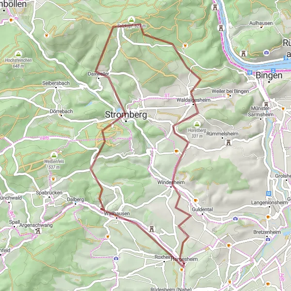 Map miniature of "Discover the Charm of Wallhausen on a Gravel Ride" cycling inspiration in Koblenz, Germany. Generated by Tarmacs.app cycling route planner