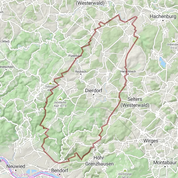 Karten-Miniaturansicht der Radinspiration "Ultimative Herausforderung von Hattert nach Borod" in Koblenz, Germany. Erstellt vom Tarmacs.app-Routenplaner für Radtouren