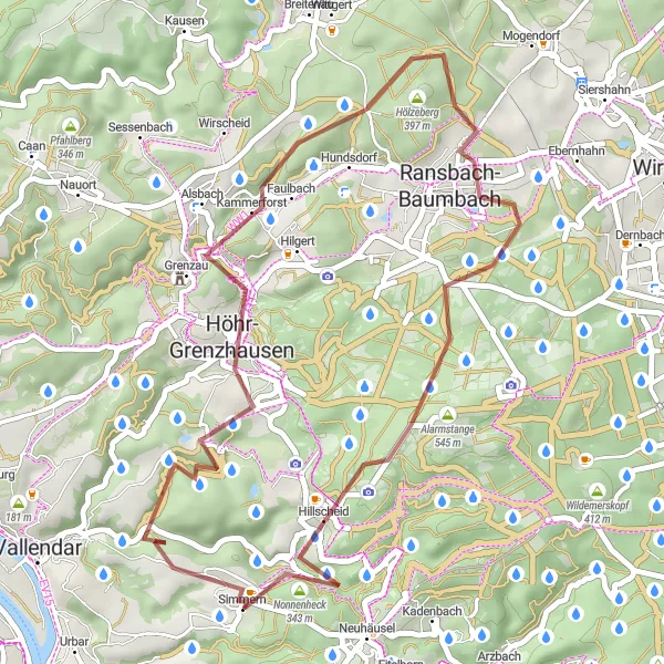 Map miniature of "Gravel Offroad Adventure" cycling inspiration in Koblenz, Germany. Generated by Tarmacs.app cycling route planner