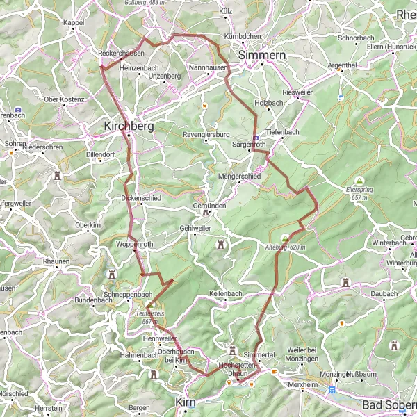 Karten-Miniaturansicht der Radinspiration "Schottertour über 70 km mit 1225 m Aufstieg" in Koblenz, Germany. Erstellt vom Tarmacs.app-Routenplaner für Radtouren